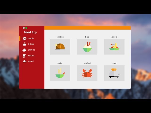 Modern desktop application UI mockup - Designing a Modern Flat Desktop Application of a Fast Food ...