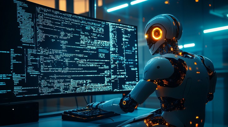 AI robot coding on computer - Free Robot Coding Intensely Image - Robot, Technology, Coding ...